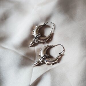 Tribal Silver Hoop Earrings